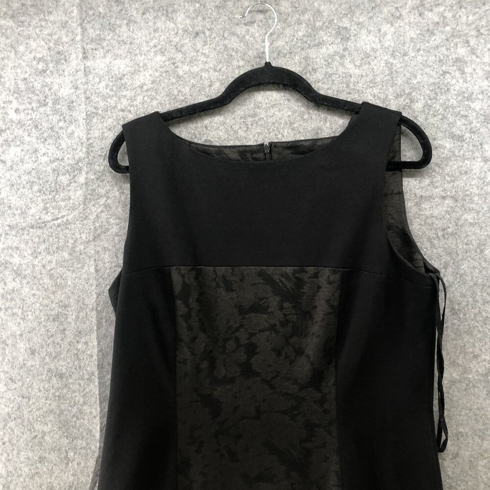 Tahari Arthur S Levine Dress Size 12 Sheath Black Brown Sleeveless Career‎ Ponte - Picture 3 of 10